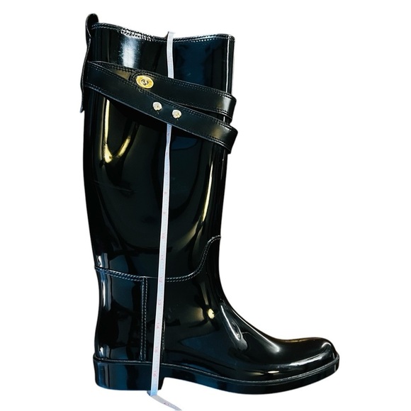 COACH TARA TALL BLACK GLOSSY RUBBER RAIN BOOTS SIZE 11 - Picture 12 of 12